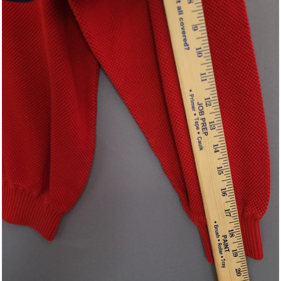 Vintage St. Croix Knits Sweater Mens Medium Red V-neck Textured Long Sleeves - Picture 9 of 12